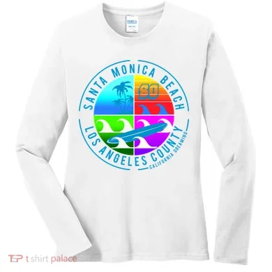Retro Santa Monica Beach Women's Long Sleeve Shirt