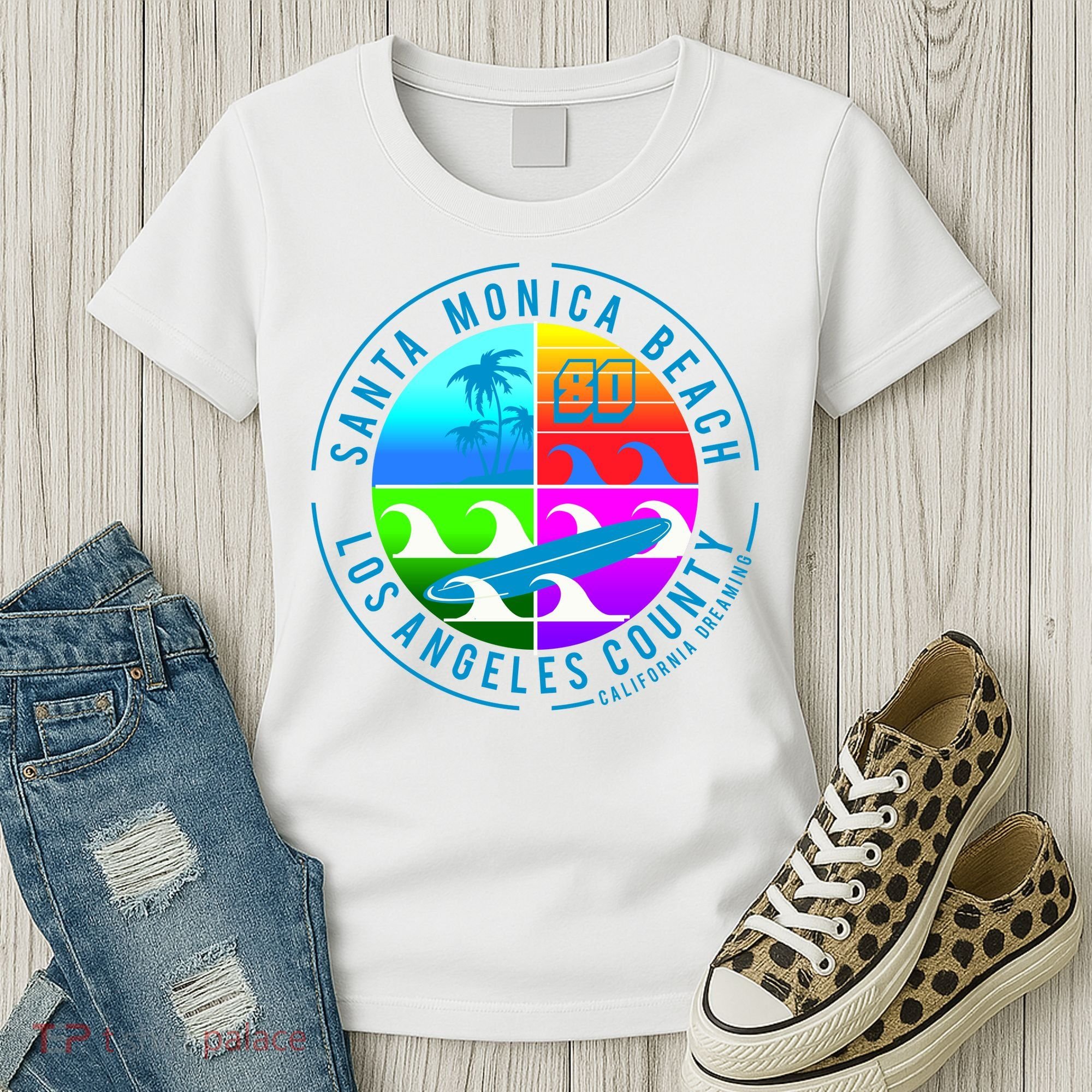 Retro Santa Monica Beach Women's T-Shirt