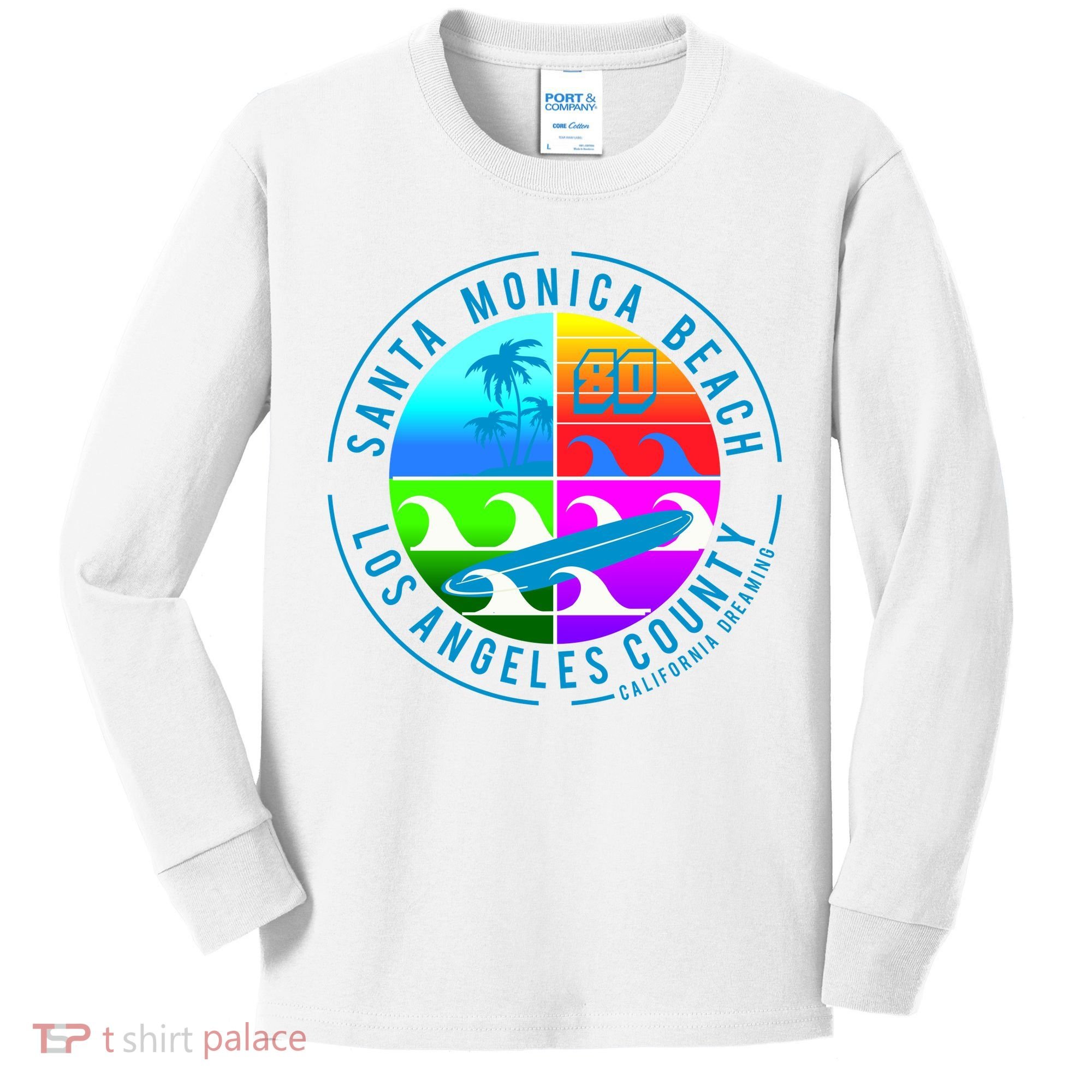 Retro Santa Monica Beach Kids Long Sleeve Shirt