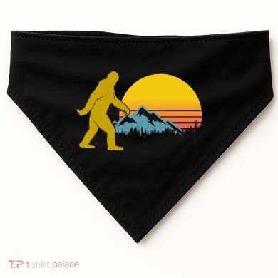 Retro Sasquatch Mountain Sunset USA-Made Doggie Bandana