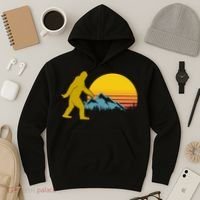Retro Sasquatch Mountain Sunset Hoodie thumb 3