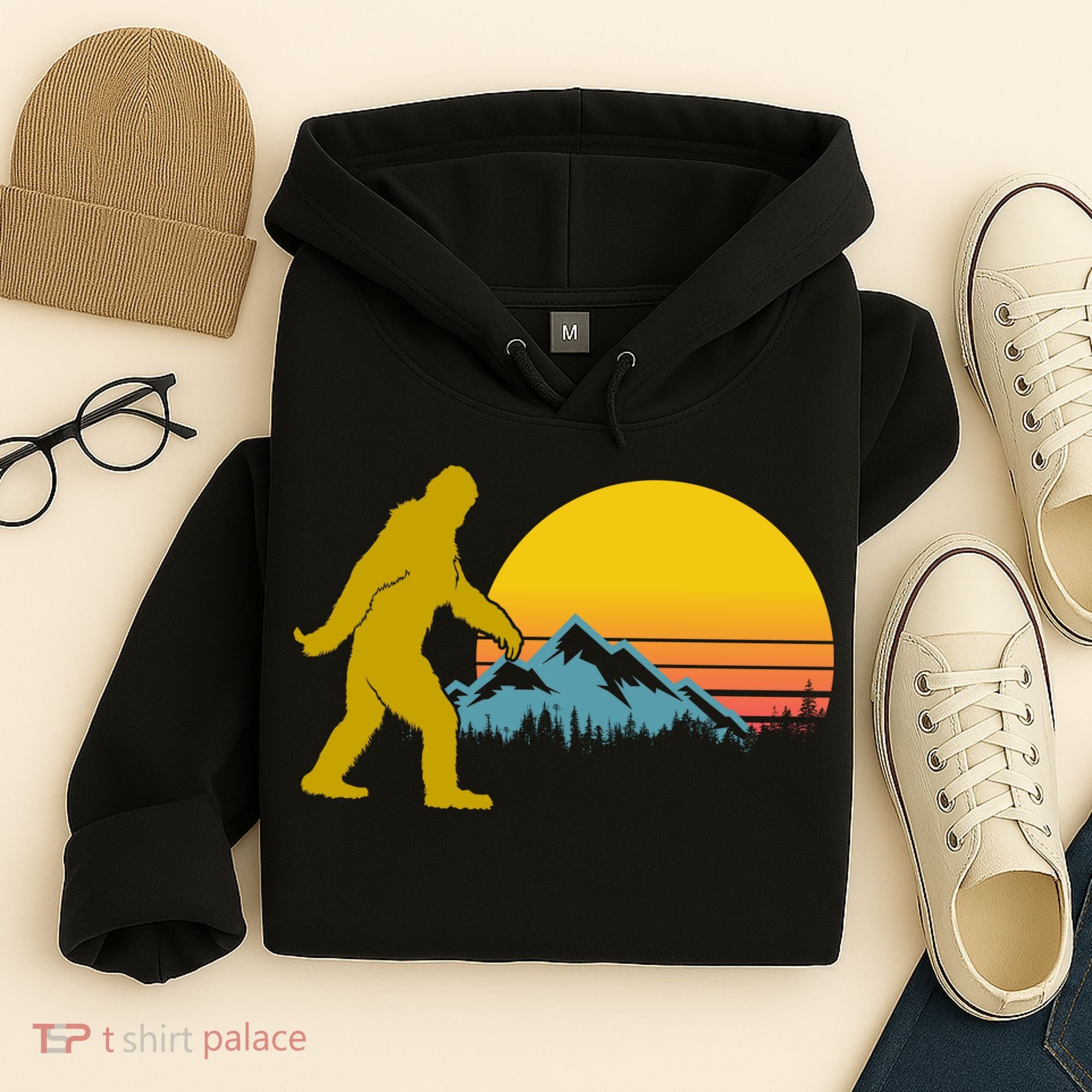 Retro Sasquatch Mountain Sunset Hoodie
