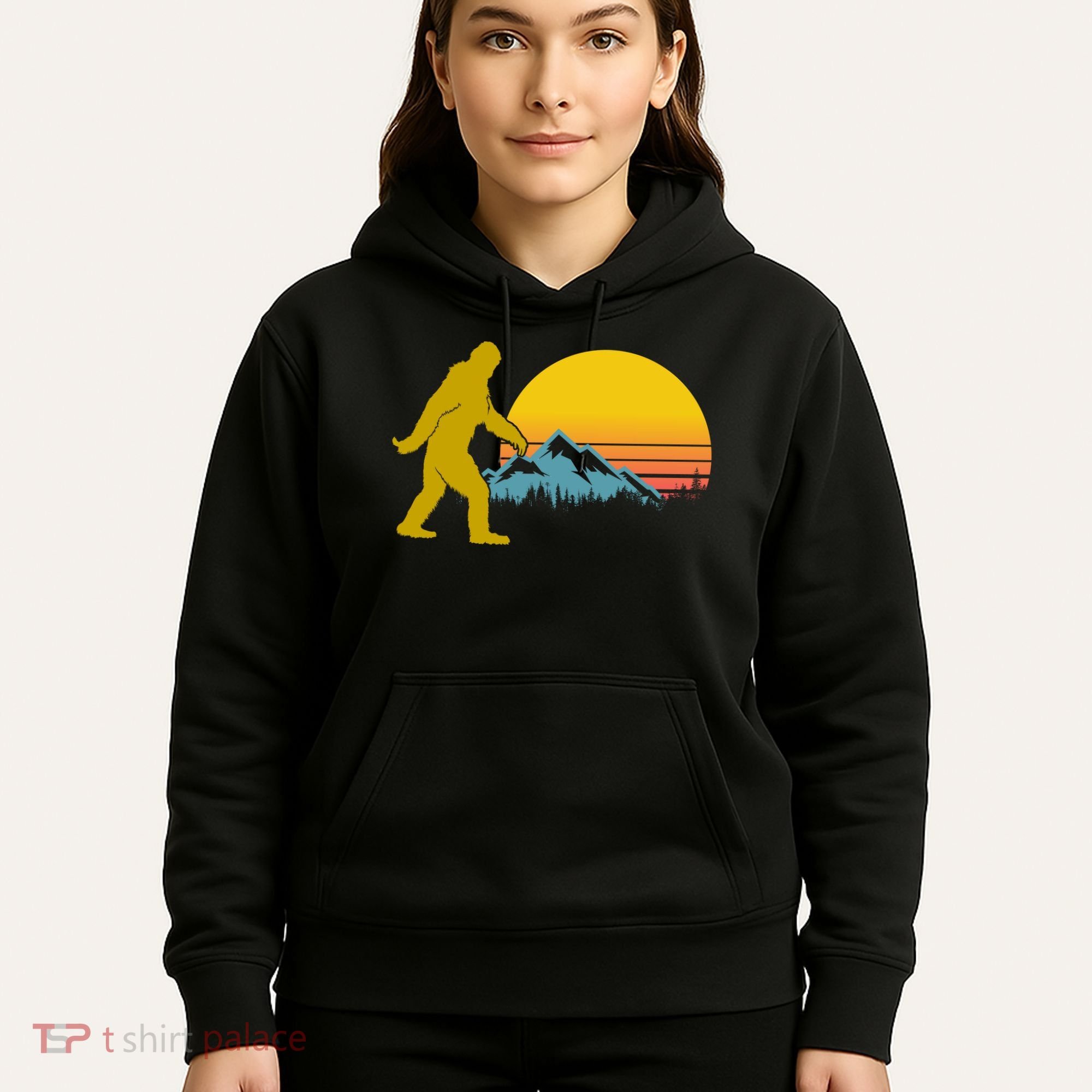 Retro Sasquatch Mountain Sunset Hoodie