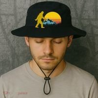 Retro Sasquatch Mountain Sunset Bucket Hat thumb 2