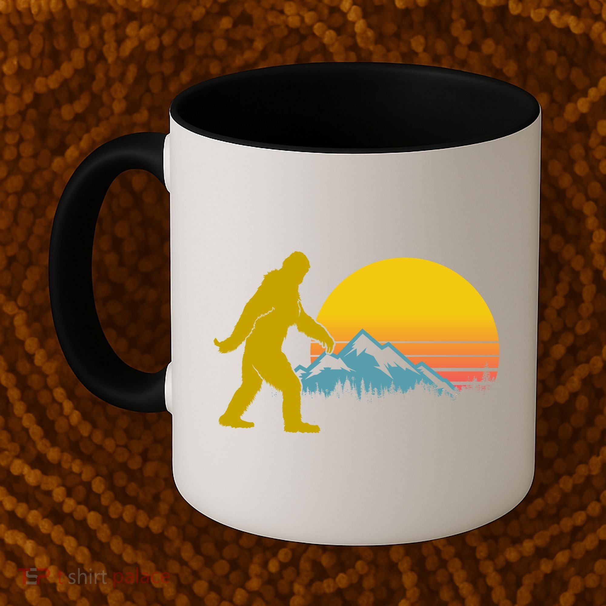 Retro Sasquatch Mountain Sunset Coffee Mug