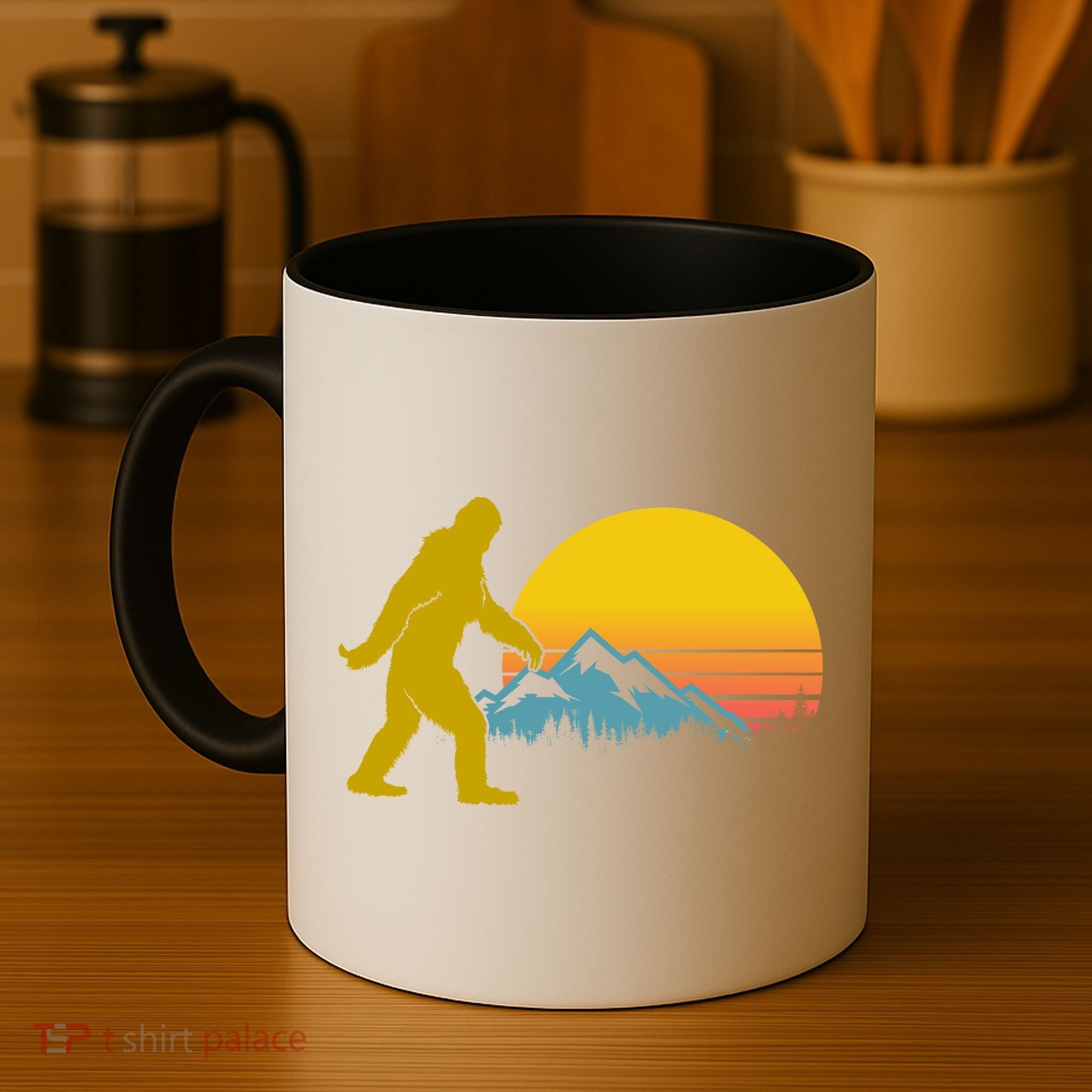 Retro Sasquatch Mountain Sunset Coffee Mug