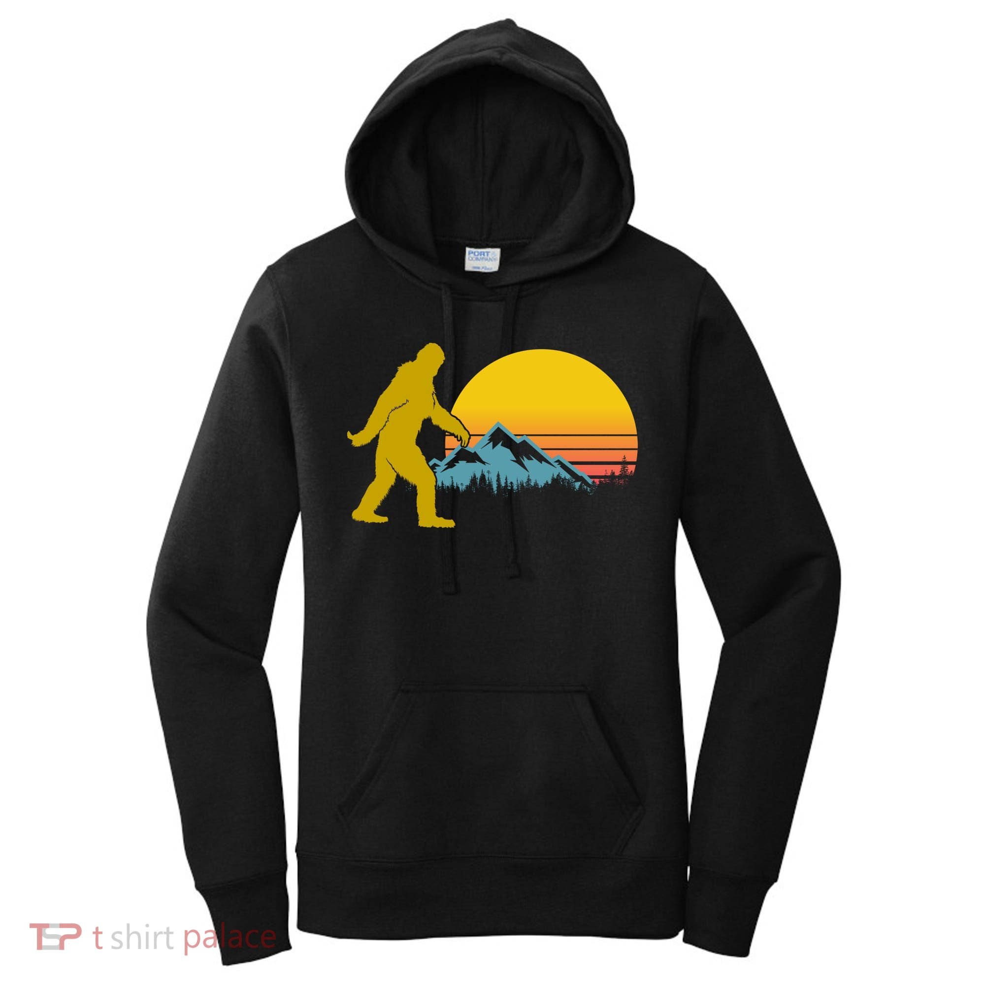 Retro Sasquatch Mountain Sunset Women's Hoodie