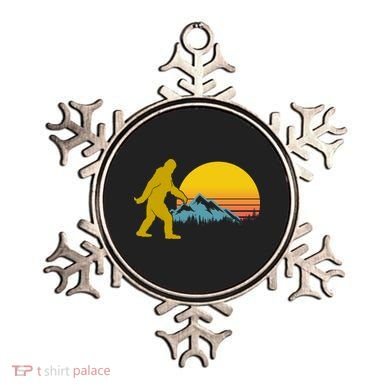 Retro Sasquatch Mountain Sunset Ornament