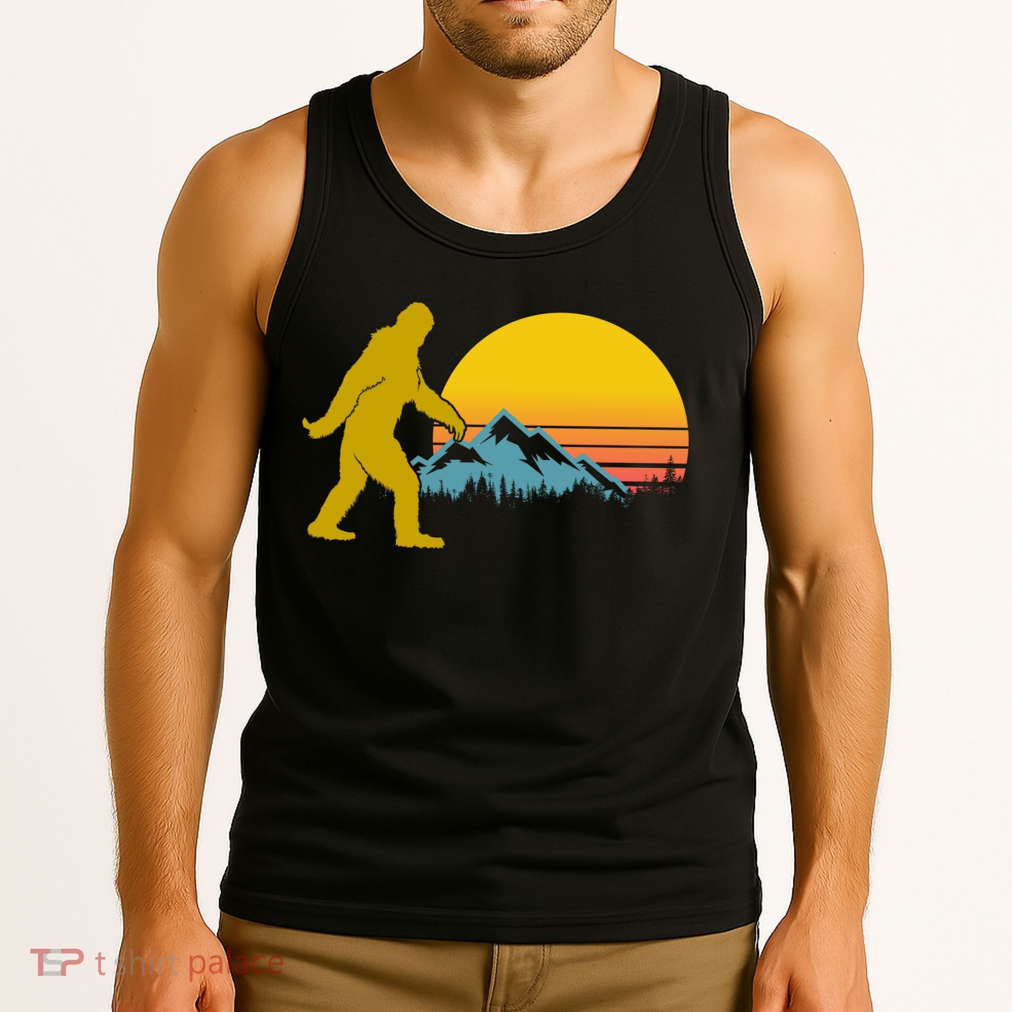 Retro Sasquatch Mountain Sunset Tank Top