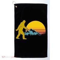 Retro Sasquatch Mountain Sunset Golf Towel thumb 0