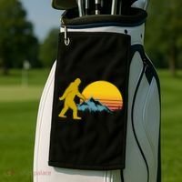 Retro Sasquatch Mountain Sunset Golf Towel thumb 2