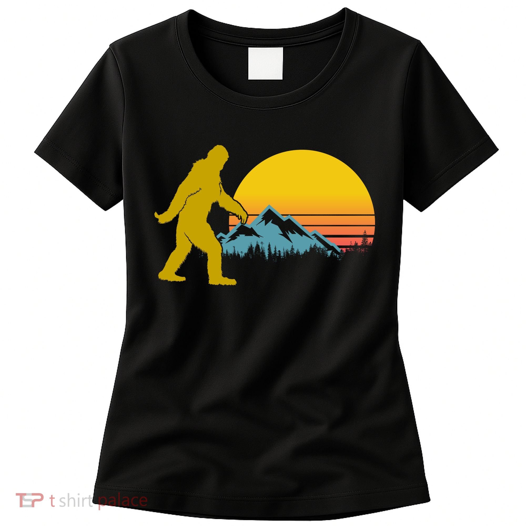 Retro Sasquatch Mountain Sunset Women's T-Shirt