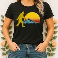 Retro Sasquatch Mountain Sunset Women's T-Shirt thumb 2