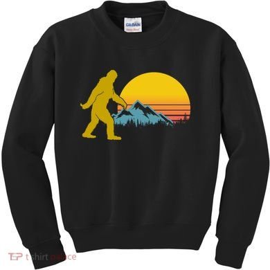 Retro Sasquatch Mountain Sunset Kids Sweatshirt