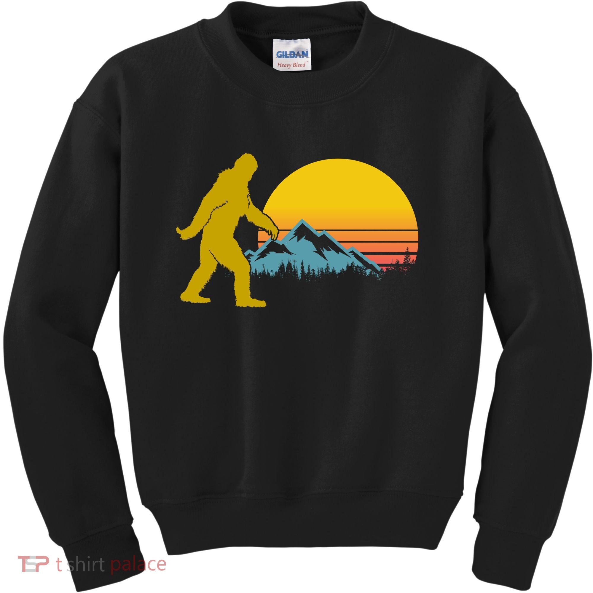 Retro Sasquatch Mountain Sunset Kids Sweatshirt