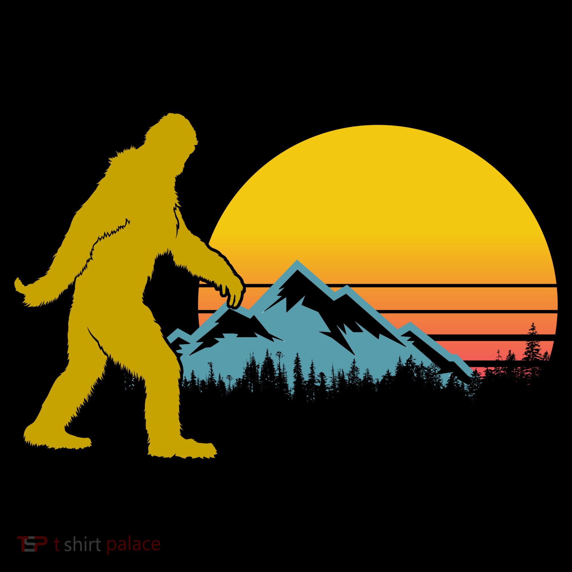 Retro Sasquatch Mountain Sunset Kids Sweatshirt