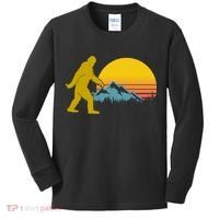 Retro Sasquatch Mountain Sunset Kids Long Sleeve Shirt thumb 0