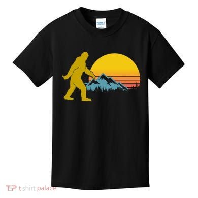 Retro Sasquatch Mountain Sunset Kids T-Shirt