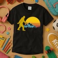 Retro Sasquatch Mountain Sunset Kids T-Shirt thumb 3