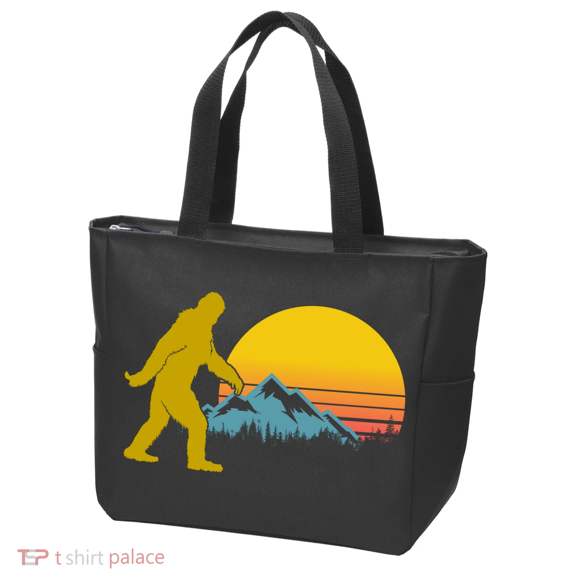 Retro Sasquatch Mountain Sunset Tote Bag