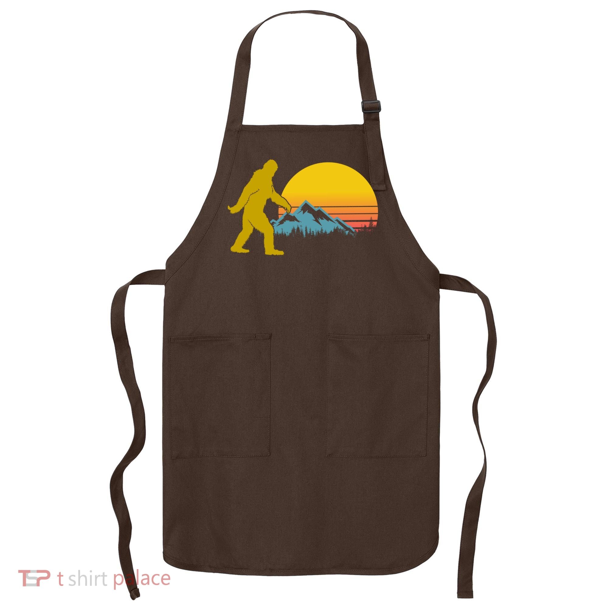 Retro Sasquatch Mountain Sunset Apron
