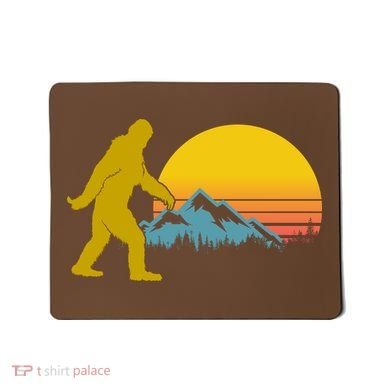 Retro Sasquatch Mountain Sunset Mousepad