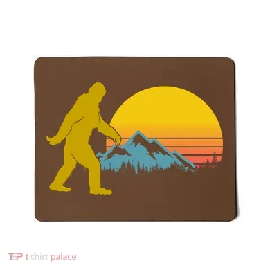 Retro Sasquatch Mountain Sunset Mousepad