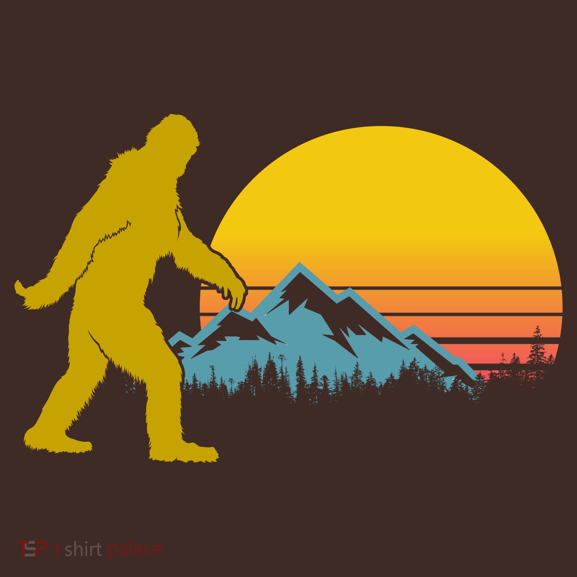 Retro Sasquatch Mountain Sunset Kids Hoodie