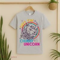 Retro Save the Chubby Unicorn Rhino T-Shirt thumb 2
