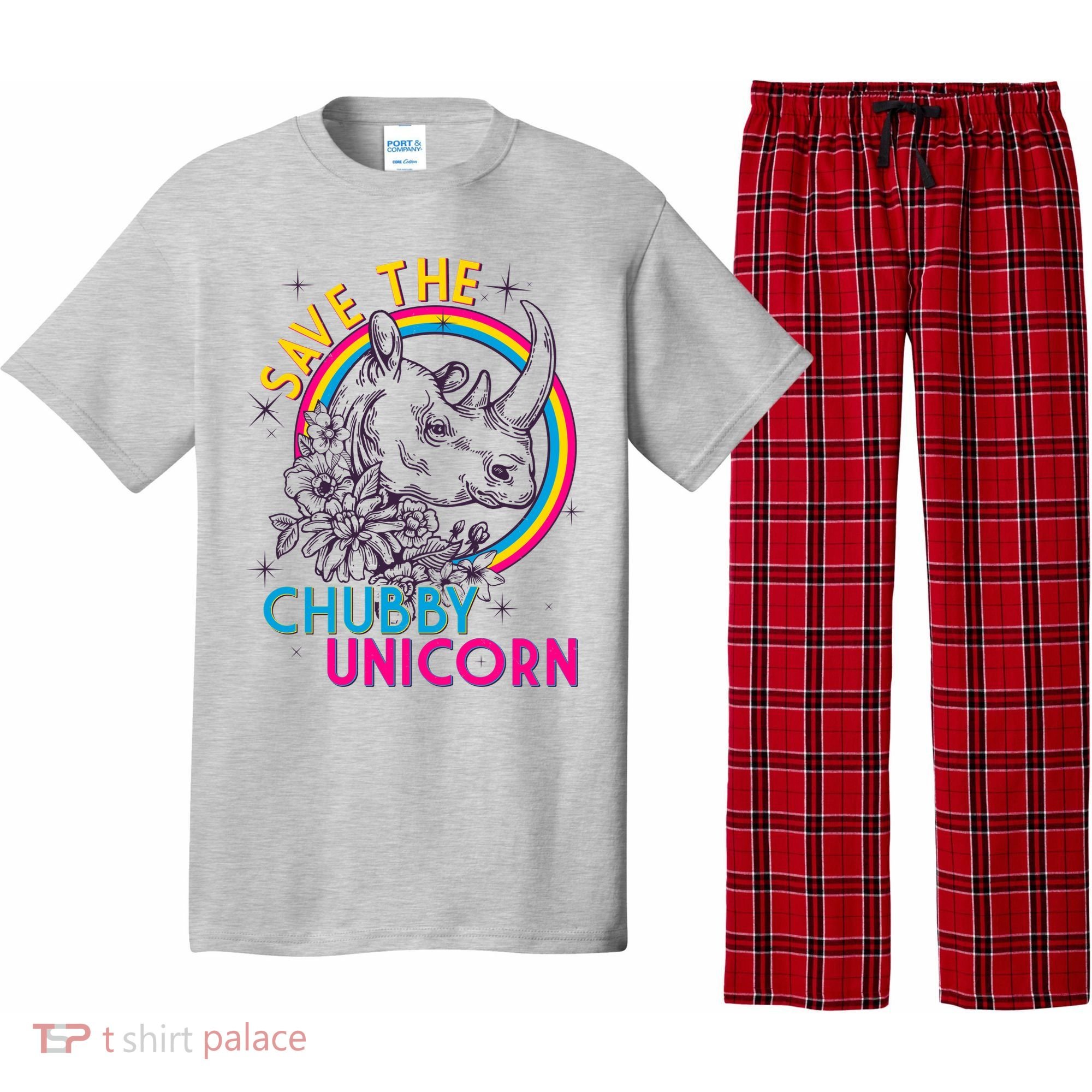 Retro Save the Chubby Unicorn Rhino Pajama Set