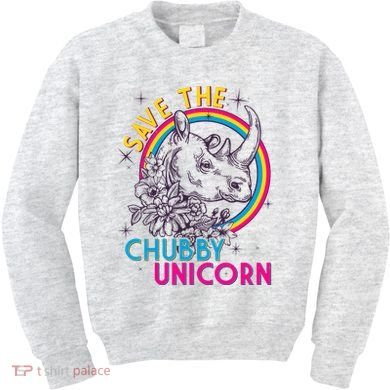Retro Save the Chubby Unicorn Rhino Kids Sweatshirt