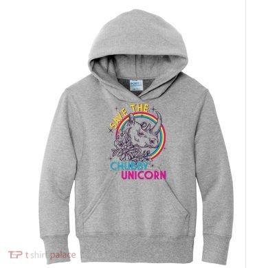 Retro Save the Chubby Unicorn Rhino Kids Hoodie