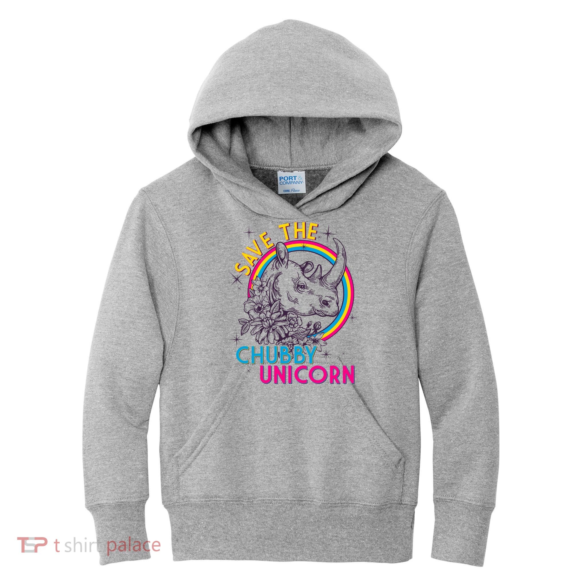 Retro Save the Chubby Unicorn Rhino Kids Hoodie