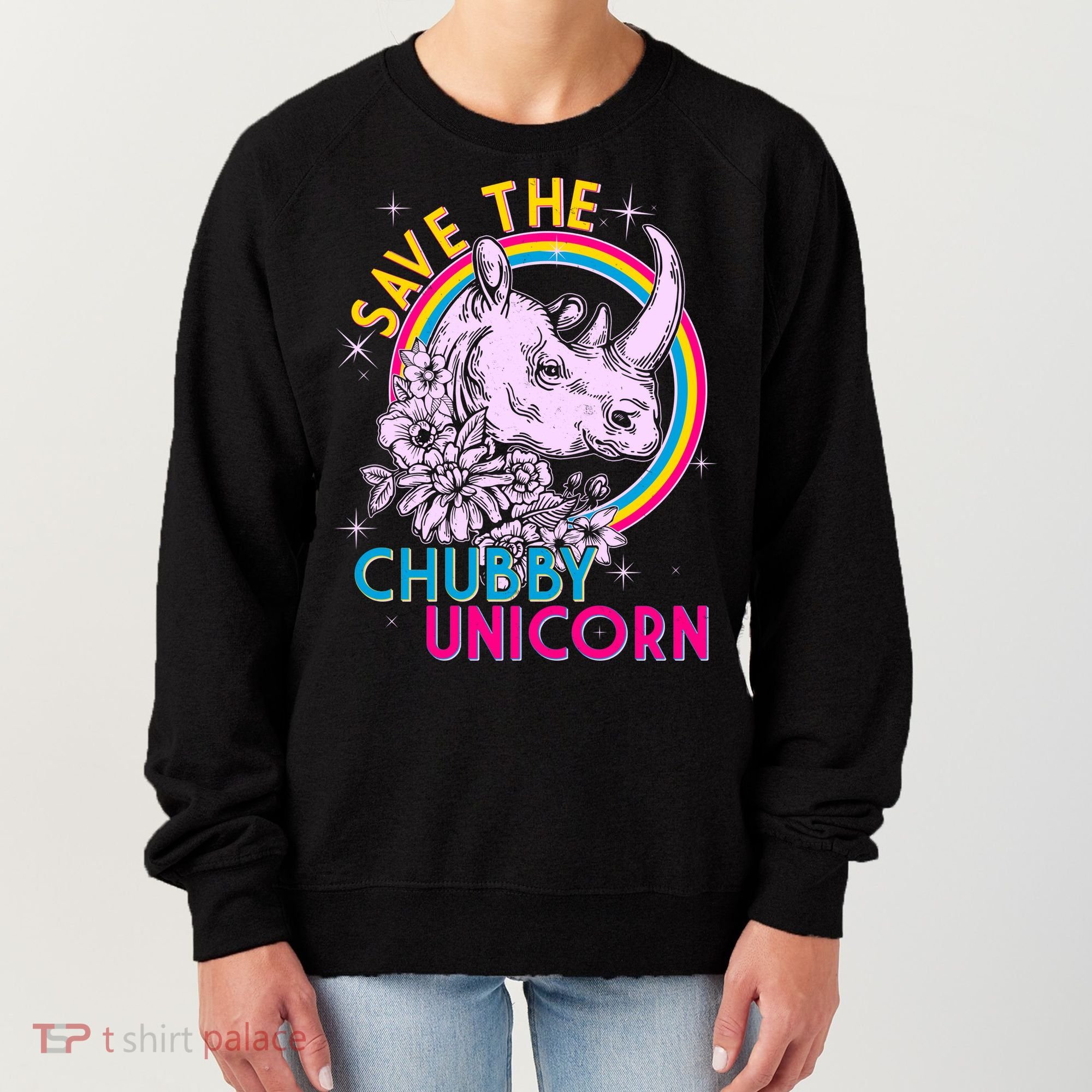 Retro Save the Chubby Unicorn Rhino Women's Sweatshirt