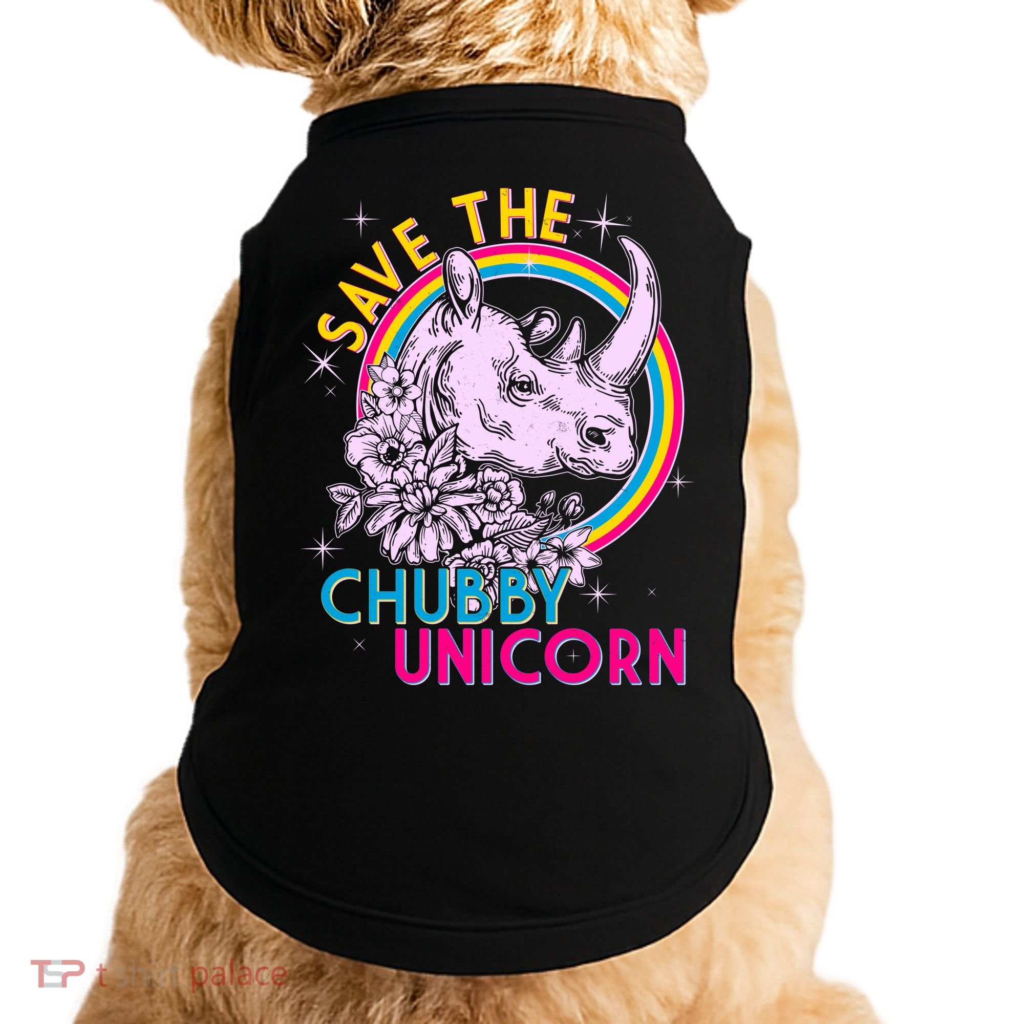 Retro Save the Chubby Unicorn Rhino Doggie Tank