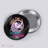 Retro Save the Chubby Unicorn Rhino Button thumb 0