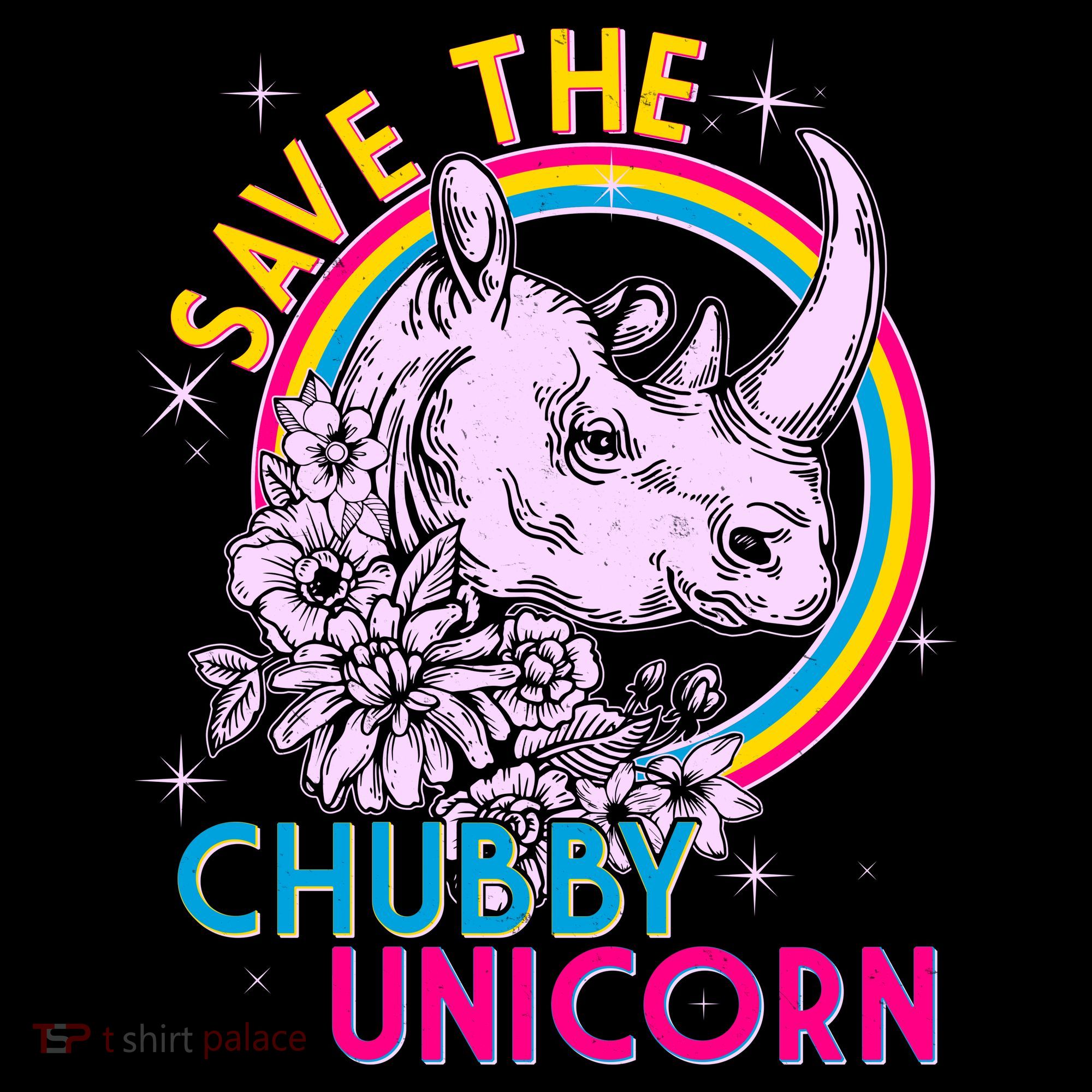 Retro Save the Chubby Unicorn Rhino Button