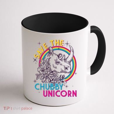 Retro Save the Chubby Unicorn Rhino Coffee Mug back