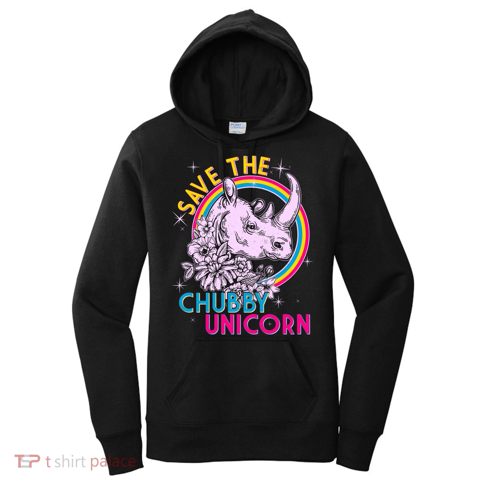 Retro Save the Chubby Unicorn Rhino Women's Hoodie