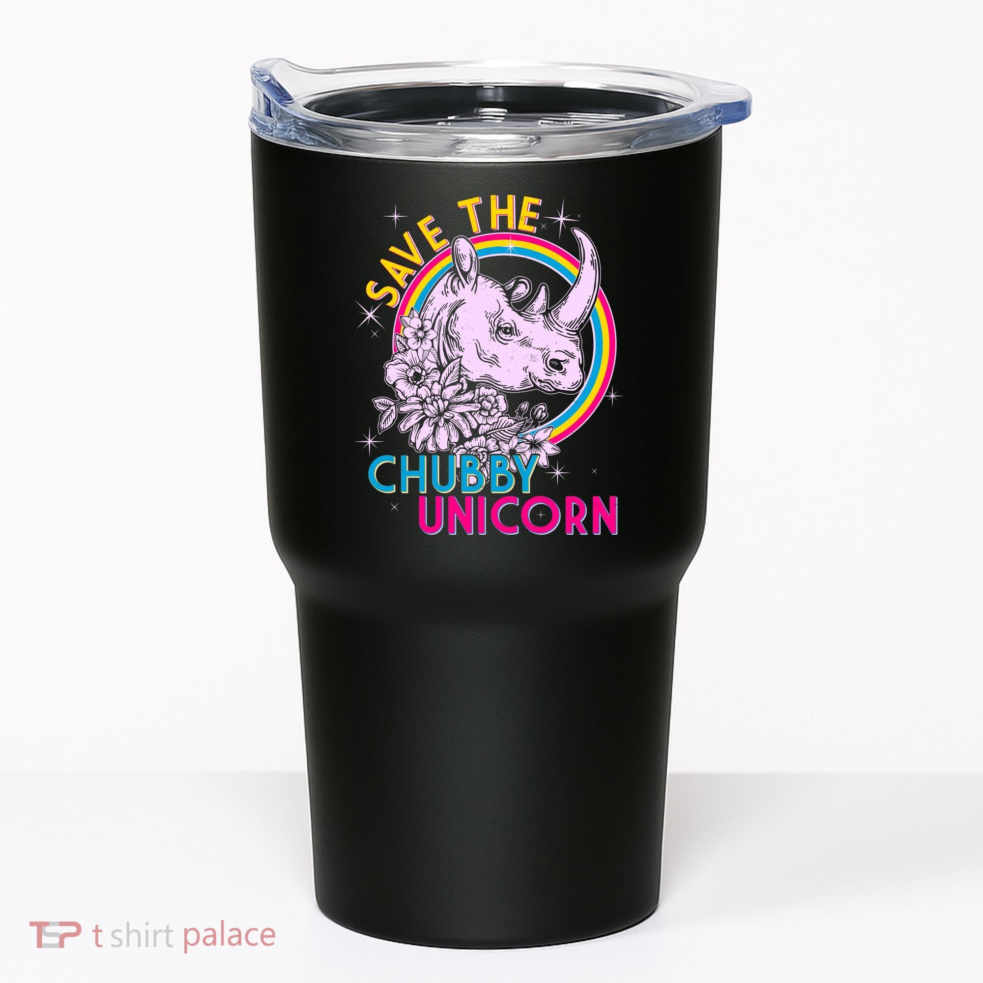Retro Save the Chubby Unicorn Rhino Tumbler