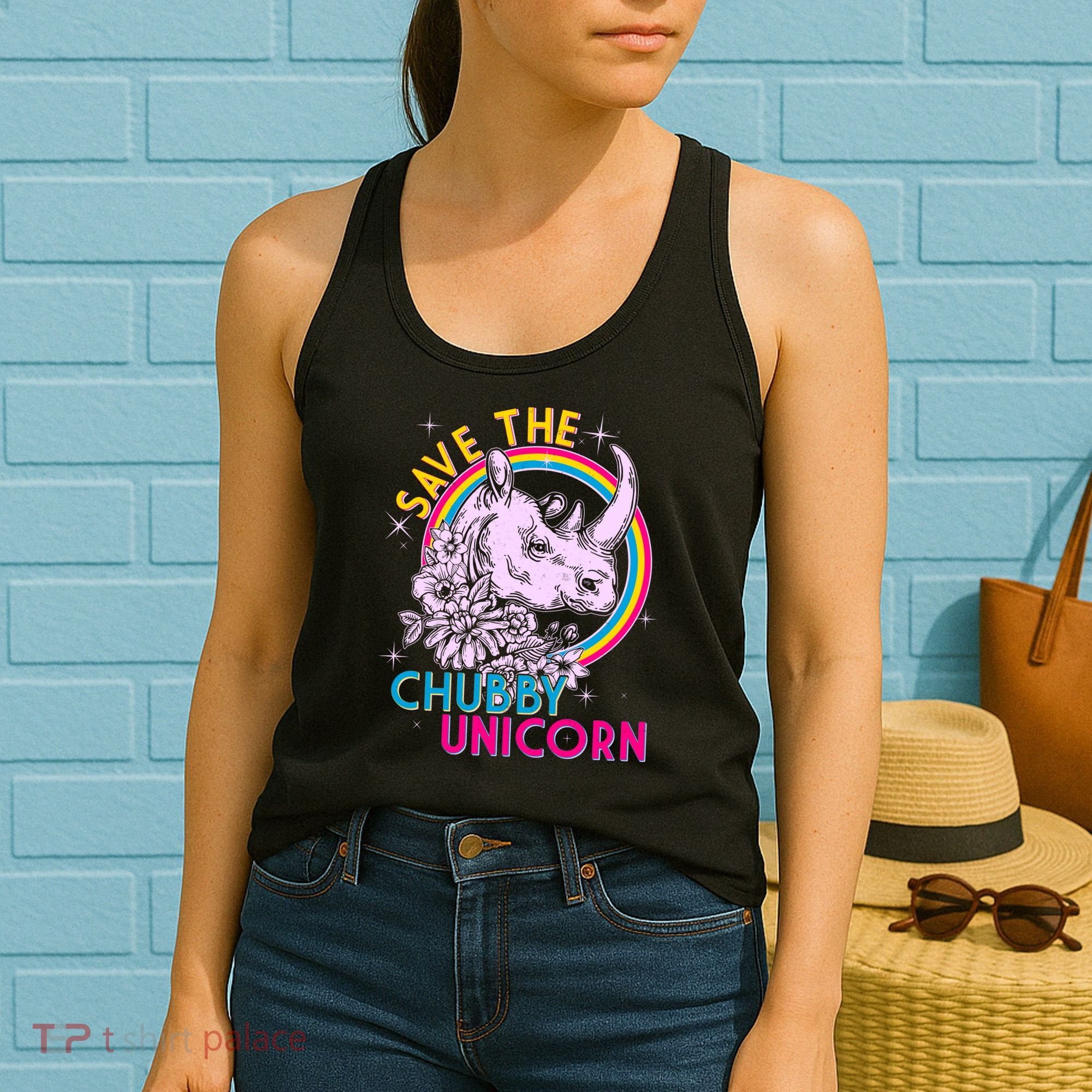 Retro Save the Chubby Unicorn Rhino Women's Tank Top