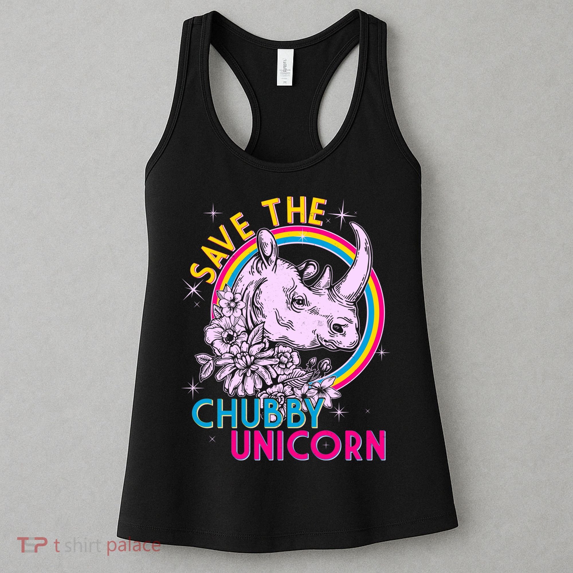 Retro Save the Chubby Unicorn Rhino Women's Tank Top