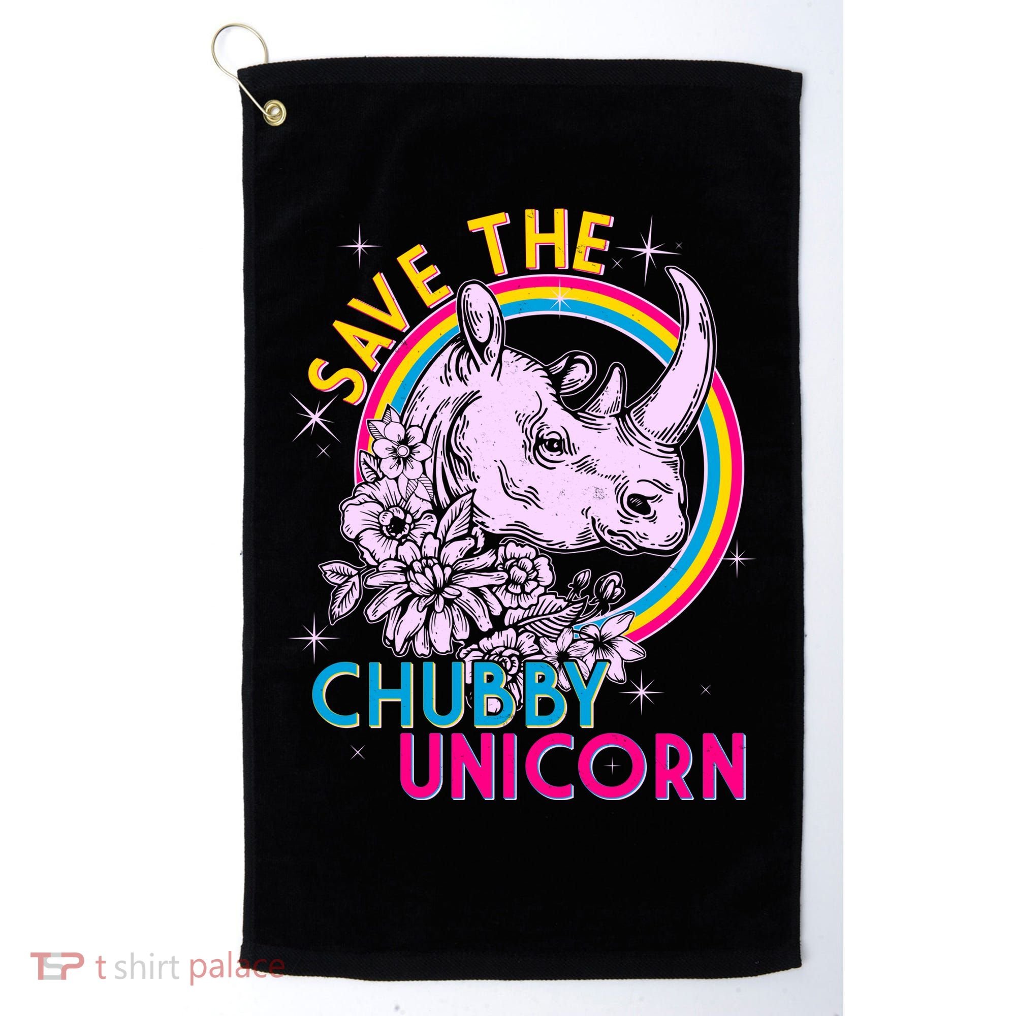 Retro Save the Chubby Unicorn Rhino Golf Towel