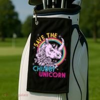 Retro Save the Chubby Unicorn Rhino Golf Towel thumb 2