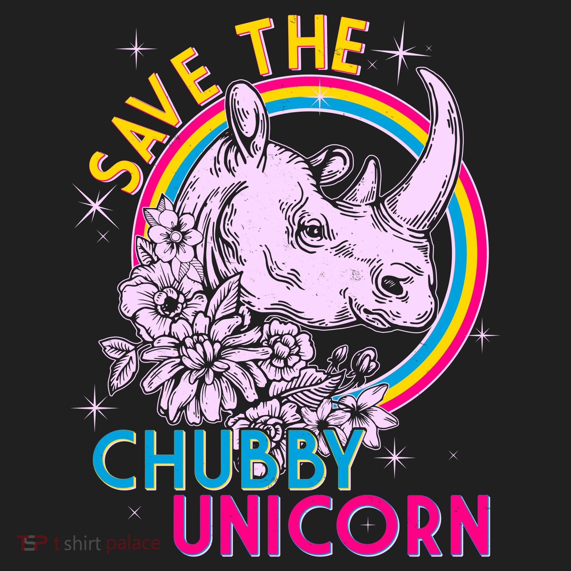 Retro Save the Chubby Unicorn Rhino Golf Towel