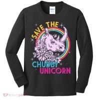 Retro Save the Chubby Unicorn Rhino Kids Long Sleeve Shirt thumb 0