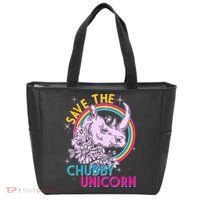 Retro Save the Chubby Unicorn Rhino Tote Bag thumb 0