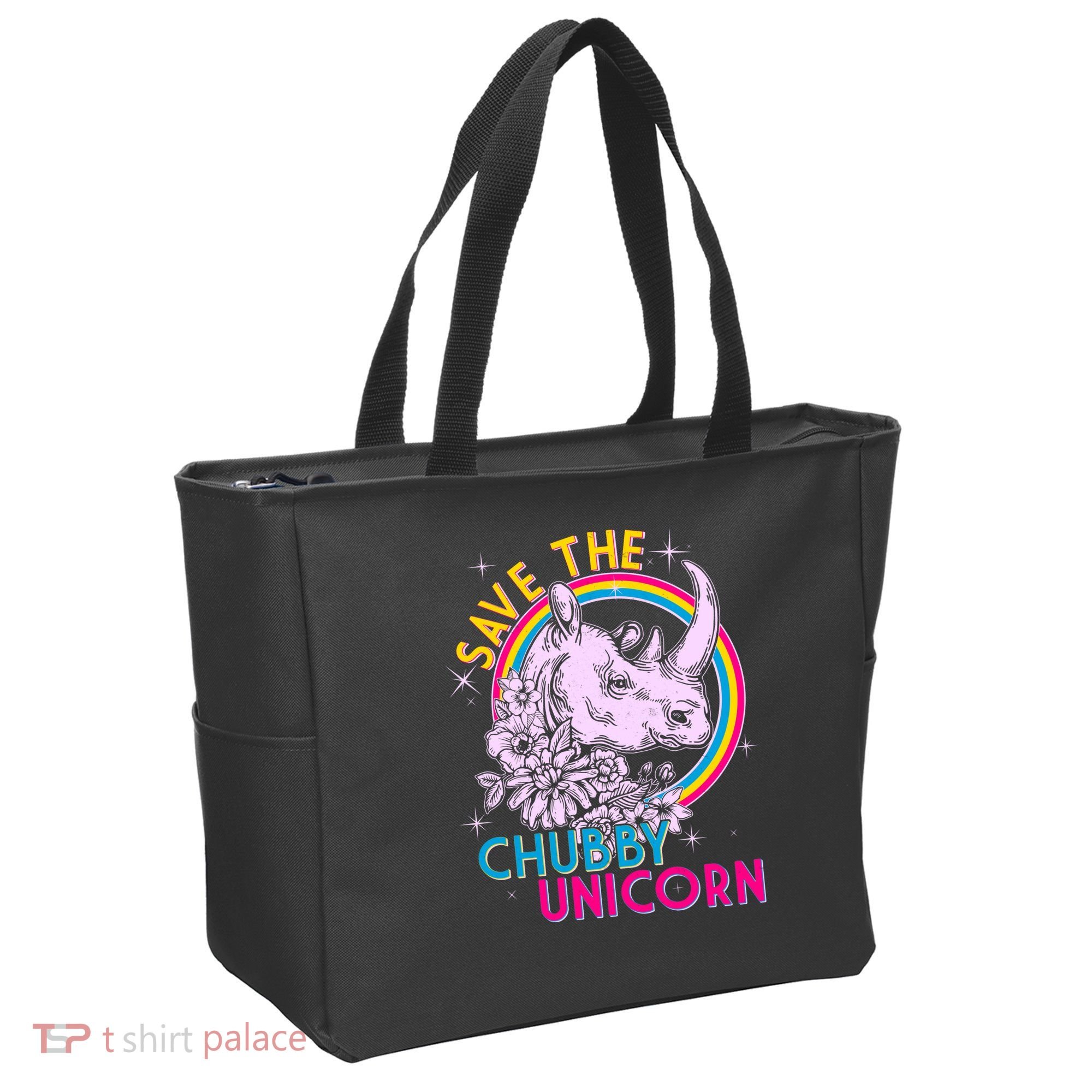 Retro Save the Chubby Unicorn Rhino Tote Bag