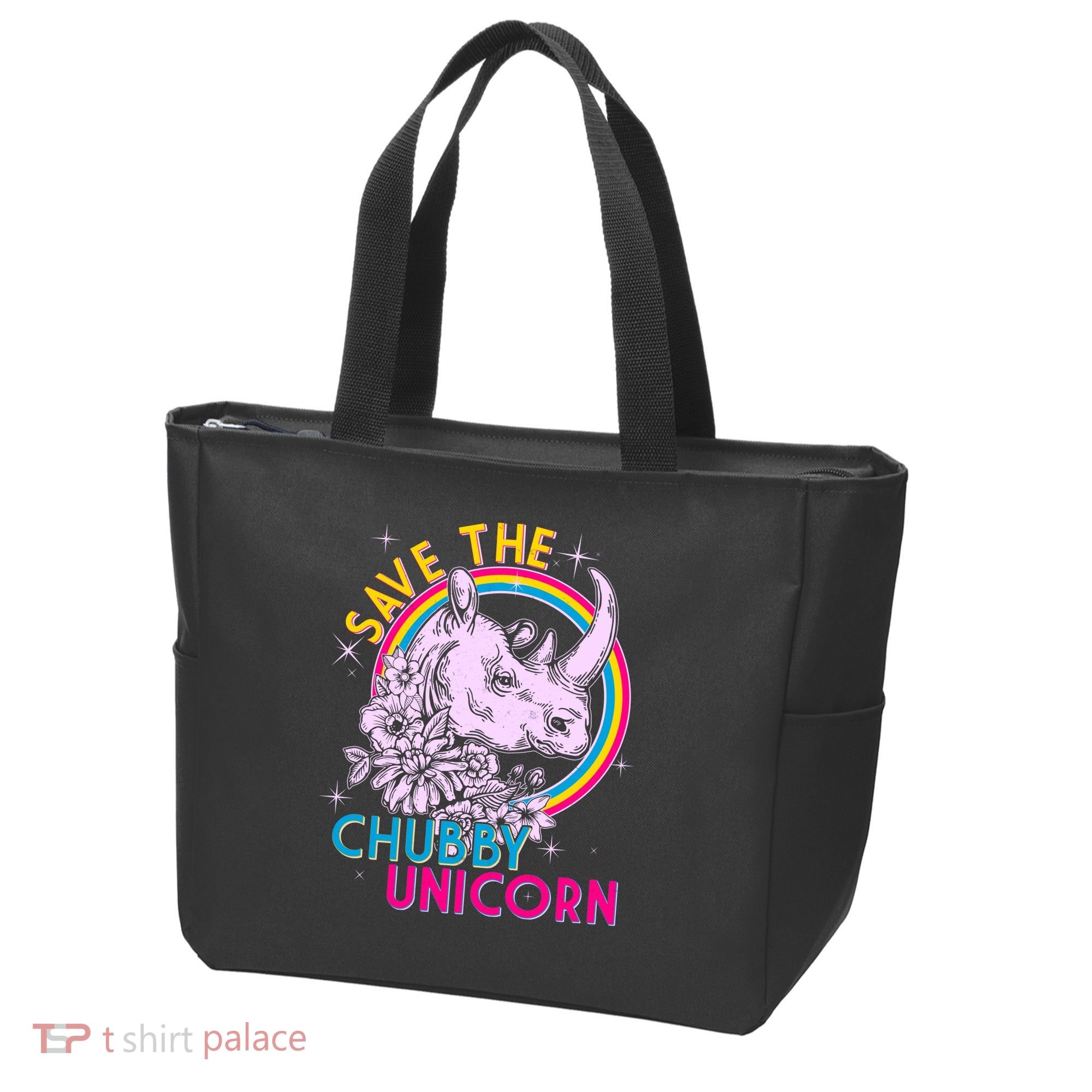Retro Save the Chubby Unicorn Rhino Tote Bag