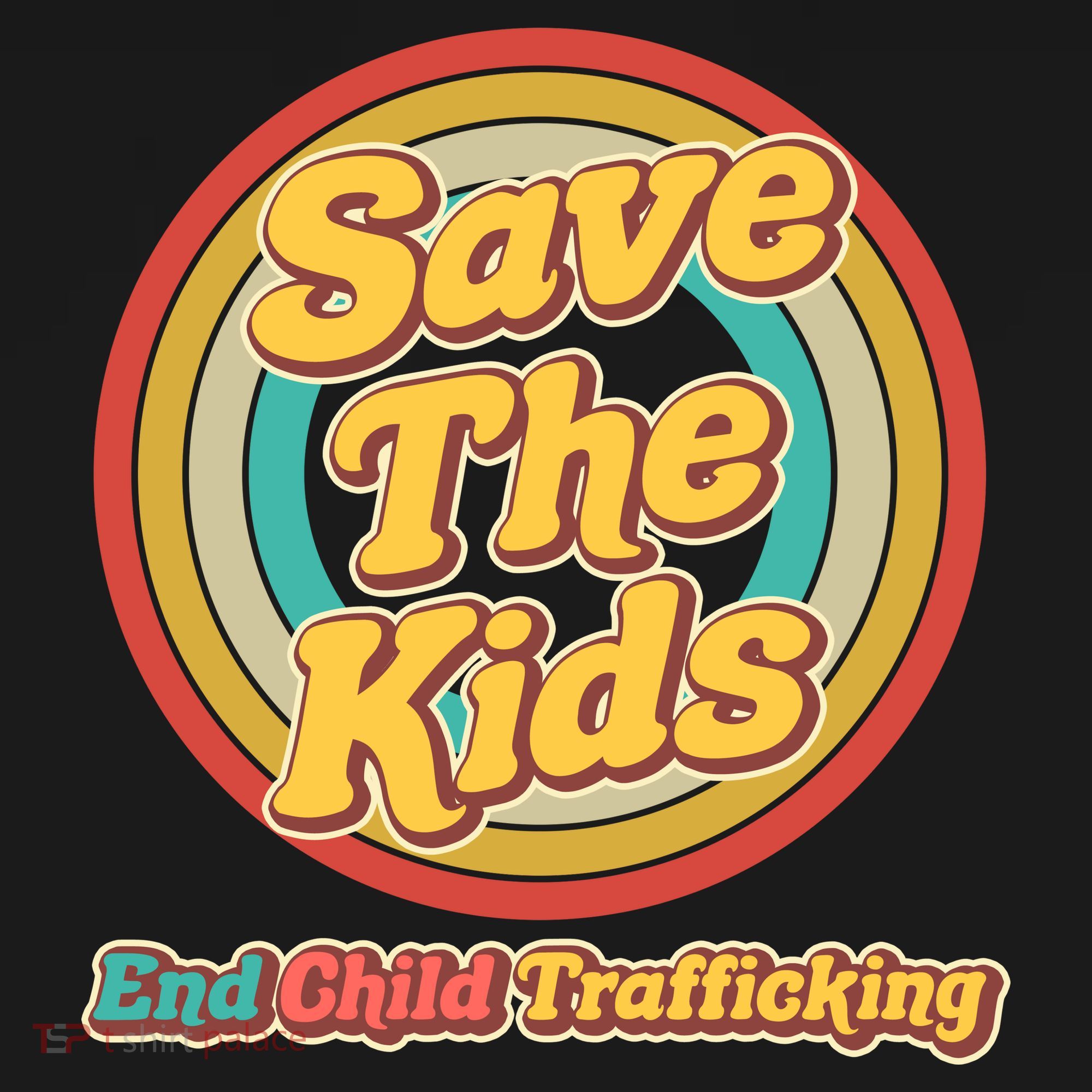 Retro Save The Kids End Child Trafficking Button